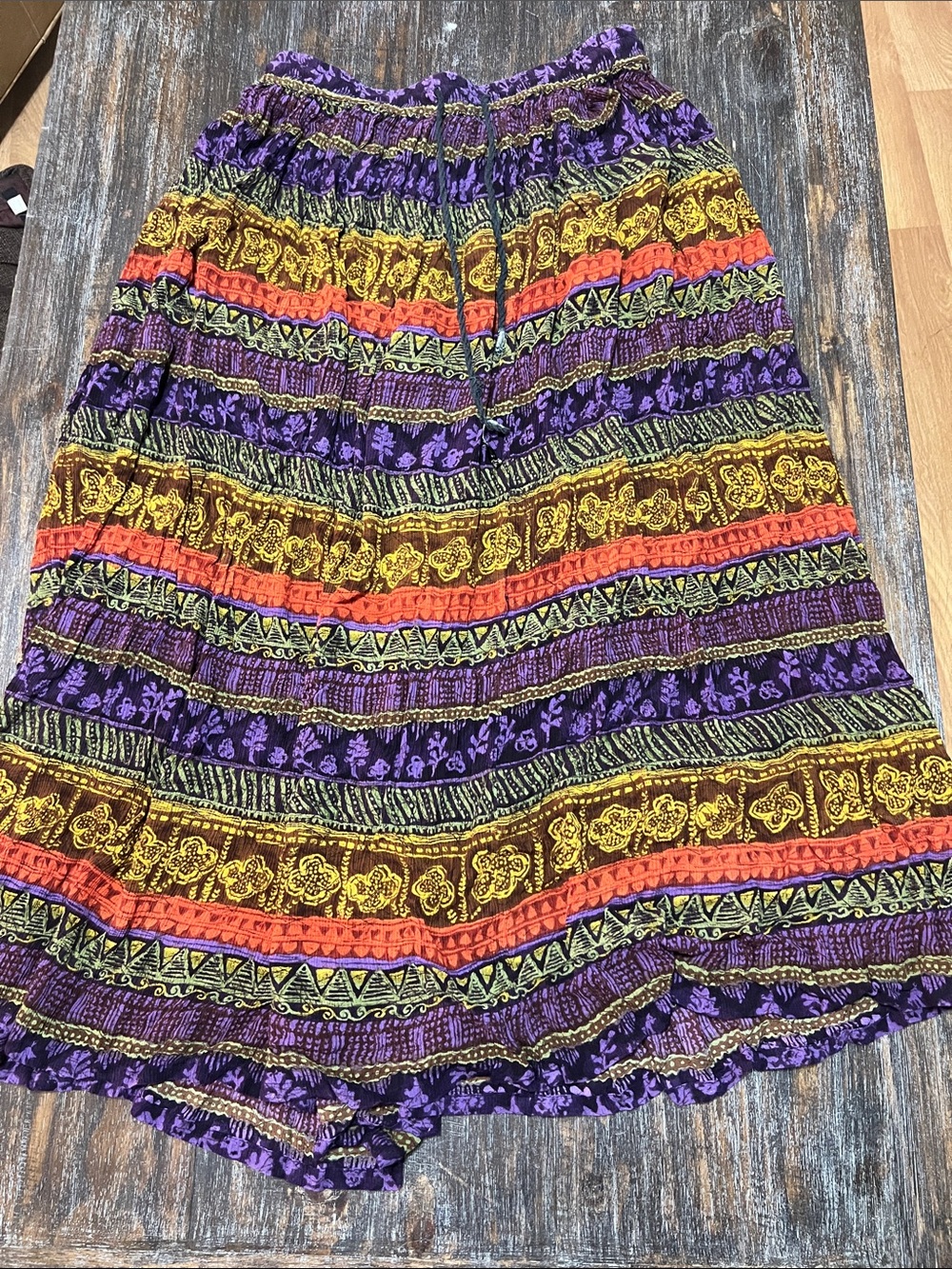 Requirements Multicolor Boho Maxi Skirt — Purple, Yellow, Orange